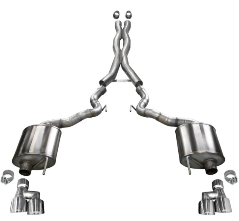 Ford Mustang Performance Exhaust - Dual Rear Exit - CORSA Performance - Cat-Back Xtreme with 4in Tips - `18-`23